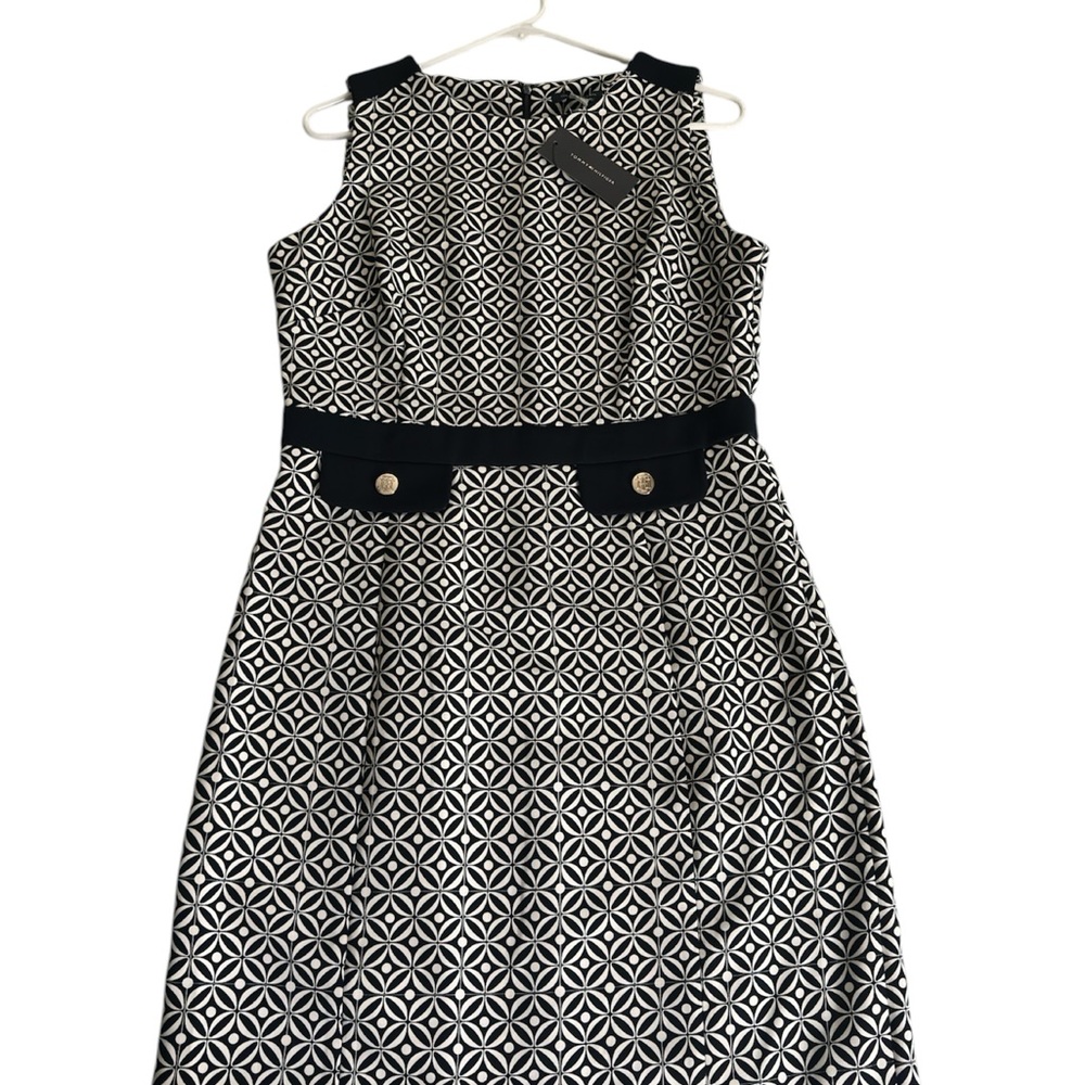 Geometric dark blue  and White Dress